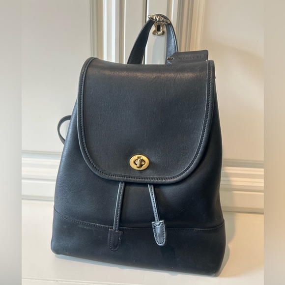 Vtg Coach large Daypack 9791 black leather USA - Picture 1 of 7
